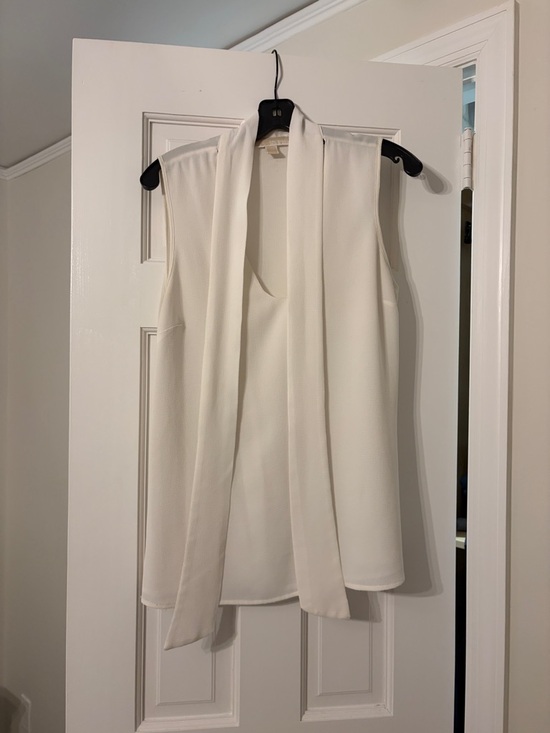 Michael Kors Tops - Michael Kors White Sleeveless Tie-Neck Blouse